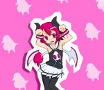  blush caramelldansen disgaea disgaea_3 ettona horns makai_senki_disgaea_3 pantyhose pink_eyes pink_hair prinny raspberyl skirt tail wings 