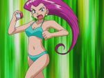  1girl bikini cap earrings musashi_(pokemon) poke_ball pokemon redhead swimsuit team_rocket 