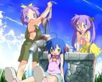  casual cloud clouds hiiragi_kagami hiiragi_tsukasa izumi_konata lucky_star pump sky sora_to_umi water well 