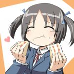  :t closed_eyes eating food hayate_no_gotoku! koruku lowres nishizawa_ayumu pastry twintails 