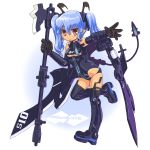  blue_hair busou_shinki dd_(artist) doll_joints mecha_musume red_eyes smile thigh-highs thighhighs valona varona weapon wings 