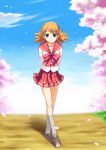  blue_eyes blush highres luko petals ribbon ribbons sasamori_karin school_uniform skirt to_heart_2 
