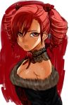  ashiomi_masato bare_shoulders breasts bust choker cleavage drill_hair fur_trim gothic_lolita lace lolita_fashion red red_eyes red_hair redhead short_twintails soul_calibur soul_calibur_iv soulcalibur soulcalibur_iv twintails 