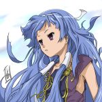  1girl akio_(zero_hour) bangs blue_hair blunt_bangs hair_tubes kannagi long_hair nagi solo wind 