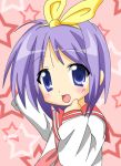  blue_eyes hiiragi_tsukasa lucky_star purple_hair ribbon ribbons school_uniform seleca serafuku short_hair 