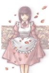  black_hair blunt_bangs bob_cut fullmetal_alchemist lowres lyra maid petals short_hair smile solo 