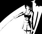  date_(artist) ga-rei ga-rei_zero high_contrast isayama_yomi katana long_hair monochrome ponytail school_uniform sword weapon 