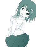  blush green hair_ornament hairclip hayate_no_gotoku! ikebata_homura monochrome school_uniform short_hair skirt 