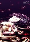  blonde_hair long_hair lying petals red_eyes sayori tsukihime type-moon 