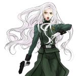  gloves gun gundam gundam_00 higi_(pixiv) long_hair military military_uniform soma_peries soma_phelles uniform weapon white_hair yellow_eyes 