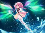  dress nanatsuiro_drops pink_hair red_eyes ribbon ribbons staff water wings 