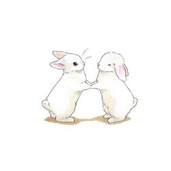  animal animal_focus berry_jou closed_eyes colored_pencil_(medium) no_humans original rabbit simple_background traditional_media white_background 