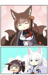 amagi_(aircraft_carrier)_(azur_lane) amagi_(azur_lane) azur_lane fox_ears kaga_(azur_lane) kaga_(battleship)_(azur_lane) kaga_(kantai_collection) kantai_collection long_hair multiple_girls short_hair taisa_(kari)