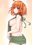 1girl abe_inori ahoge ass backless_dress backless_outfit blush breasts butt_crack drawstring dress fate/grand_order fate_(series) fujimaru_ritsuka_(female) hair_ornament hair_scrunchie large_breasts looking_at_viewer meme_attire naked_sweater no_bra no_panties orange_eyes orange_hair ribbed_sweater scrunchie short_hair side_ponytail sideboob smile solo sweater sweater_dress turtleneck turtleneck_sweater virgin_killer_sweater yellow_scrunchie