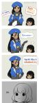  2girls 4koma absurdres ahoge alternate_hair_length alternate_hairstyle ana_(overwatch) beret black_eyes black_hair brown_eyes captain_amari child comic dark_skin english eye_of_horus facial_tattoo hat highres huge_ahoge long_hair military military_uniform mother_and_daughter multiple_girls overwatch pharah_(overwatch) short_hair smile supershrimpcakes tattoo uniform watermark web_address younger 