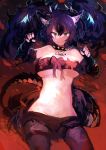  1girl absurdres animal_ears aqua_eyes black_hair bone breasts cerberus_(kemono_friends) collar dog_collar highres kaamin_(mariarose753) kemono_friends long_hair medium_breasts revealing_clothes smile tail 