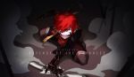  1boy eyebrows_visible_through_hair fangs highres male_focus melting molten_rock open_mouth pixiv_fantasia pixiv_fantasia_revenge_of_the_darkness red_eyes redhead shuai steam torn_clothes weapon 