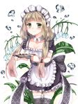  1girl absurdres blush choker green_eyes hair_ornament highres light_brown_hair looking_at_viewer low_twintails maid maid_dress maplestory pantyhose smile twintails user_sekn8548 