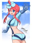  1girl ass blue_eyes breasts creatures_(company) fuuro_(pokemon) game_freak large_breasts nintendo pokemon pokemon_(game) pokemon_bw redhead suspenders yensh 