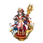  1girl amane_(dragalia_lost) artist_request barefoot braid candle candlestand cat chair child circlet dragalia_lost gem hand_on_hip long_hair looking_at_viewer official_art robe smile staff stairs twin_braids 
