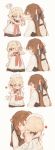  2girls apron artist_request blonde_hair braid brown_hair chinese_commentary commentary_request drinking g36_(girls_frontline) girls_frontline glasses hiccup hug m1903_springfield_(girls_frontline) maid_headdress milk multiple_girls smile younger 