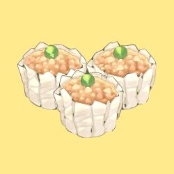  chinese_food dumpling food food_focus highres no_humans original shumai_(food) simple_background tsukaru yellow_background 