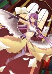  1girl angel_wings artist_request book breasts commentary crop_top feathered_wings feathers gloves gradient_hair halo highres jibril_(no_game_no_life) long_hair low_wings magic_circle medium_breasts midriff mismatched_legwear multicolored multicolored_eyes multicolored_hair navel no_game_no_life open_mouth orange_eyes pink_hair shoes sideboob single_shoe smile solo tablet_pc very_long_hair white_wings wing_ears wings yellow_eyes 