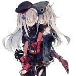  2girls artist_request beret carrying closed_eyes commentary_request eyebrows_visible_through_hair eyes_visible_through_hair g11_(girls_frontline) girls_frontline green_eyes grey_hair hat highres hk416_(girls_frontline) multiple_girls princess_carry sleeping 