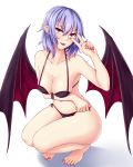  armpits bat_wings breasts cleavage fangs highres lingerie navel older red_eyes remilia_scarlet short_hair stomach touhou underwear wings zeramu 