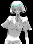  1other alternate_costume androgynous black_background diamond_(houseki_no_kuni) expressionless houseki_no_kuni looking_at_viewer necktie short_hair solo spoilers thick_eyebrows white_hair white_skin 