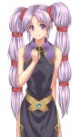  1girl blush dress fire_emblem fire_emblem:_seisen_no_keifu looking_at_viewer nintendo purple_hair rere_(yusuke) simple_background smile solo tinny_(fire_emblem) twintails violet_eyes white_background 