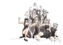  ak-12_(girls_frontline) artist_request black_dress braid derivative_work dress eyepatch flexing g11_(girls_frontline) girls_frontline hair_bun hk416_(girls_frontline) m16a1_(girls_frontline) m1903_springfield_(girls_frontline) m4a1_(girls_frontline) muscle ponytail pose sleeping st_ar-15_(girls_frontline) wa2000_(girls_frontline) 