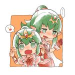  2girls blush chiki claw_pose dress dual_persona fire_emblem fire_emblem:_kakusei fire_emblem:_mystery_of_the_emblem gao gloves green_eyes green_hair long_hair mamkute multiple_girls nintendo open_mouth pointy_ears ponytail red_dress red_gloves shunrai tiara 