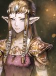  1girl aoki_(fumomo) blue_eyes brown_hair closed_mouth collarbone earrings elbow_gloves expressionless gem gloves jewelry lips long_hair nintendo pointy_ears princess_zelda shoulder_pads solo the_legend_of_zelda the_legend_of_zelda:_twilight_princess tiara upper_body white_gloves 