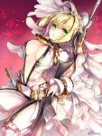  1girl blonde_hair breasts cghr7824 cleavage eyebrows_visible_through_hair fate/extra fate/extra_ccc fate/grand_order fate_(series) green_eyes hair_between_eyes highres large_breasts long_hair looking_at_viewer nero_claudius_(bride)_(fate) nero_claudius_(fate)_(all) sword weapon 