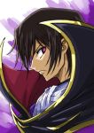  1boy brown_hair code_geass from_side lelouch_lamperouge looking_at_viewer looking_to_the_side male_focus short_hair solo tsukikage_oyama violet_eyes white_neckwear 