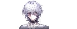  1boy accelerator blood choker closed_mouth highres looking_at_viewer male_focus portrait red_eyes solo to_aru_majutsu_no_index upper_body white_background white_hair yasato 