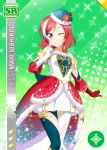  blush character_name dress gloves love_live!_school_idol_festival love_live!_school_idol_project nishikino_maki redhead short_hair violet_eyes wink 