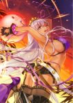  ball bb_(fate)_(all) bb_(swimsuit_mooncancer)_(fate) beachball bikini black_garter_belt breasts fate/grand_order fate_(series) fingerless_gloves fumizuki gloves gyaru hair_ornament high_heels large_breasts long_hair purple_bikini purple_hair purple_ribbon ribbon sideboob sky star star_hair_ornament studded_garter_belt sunset swimsuit tan violet_eyes 