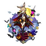  1girl alternate_costume althemia animal_ears artist_request bat boots breasts brown_hair cleavage dragalia_lost garter_straps holding lamp lampion looking_at_viewer non-web_source official_art rabbit_ears red_eyes shorts source_request staff thigh-highs 
