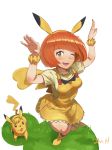  absurdres breasts creatures_(company) game_freak gen_1_pokemon highres jonathan_h nintendo orange_hair pikachu pikarla pokemon pokemon_(anime) pokemon_sm_(anime) 