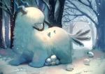  artist_name commentary_request furry horns manino_(mofuritaionaka) no_humans original outdoors scenery snow tail tree 