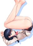  1girl ass bare_legs black_hair black_skirt blue_eyes bow daydream_(zhdkffk21) highres legs looking_at_viewer microskirt red_bow skirt solo ssss.gridman takarada_rikka thighs 