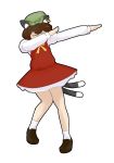  1girl animal_ears bare_legs brown_hair cat_ears cat_tail chen dab_(dance) earrings highres jewelry long_sleeves maximumpingas meme multiple_tails shoes short_hair socks tail touhou white_background 