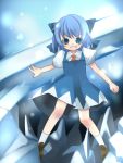  blue_hair child cirno dress fang grin havemoon ice short_hair smile touhou wings 