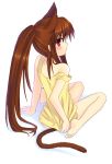  barefoot blush bottomless brown_hair camisole cat_ears cat_tail feet fuyuichi little_busters! little_busters!! long_hair natsume_rin ponytail red_eyes tail very_long_hair 