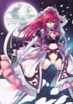  breasts cleavage fantasy highres hirano_katsuyuki moon o_o petals pointy_ears red_hair redhead sword tairano_katsuyuki weapon 