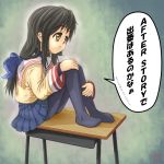  clannad desk ibuki_fuuko long_hair orange_eyes pantyhose school_uniform translated translation_request truth 