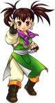 brown_eyes brown_hair demerin dragon_quest dragon_quest_iii earrings fighter_(dq3) fingerless_gloves gloves jewelry scarf short_hair twintails 
