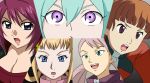  aqua_hair aquarion_(series) blonde_hair blue_eyes breasts brown_hair cleavage close-up crossover cut-in cynthia_lane eureka eureka_7 eureka_seven eureka_seven_(series) gravion green_eyes gundam gundam_seed gundam_seed_destiny large_breasts lunamaria_hawke multiple_girls open_mouth overman_king_gainer parody pink_hair purple_eyes silvia silvia_de_alisia sochie_heim sousei_no_aquarion super_robot_wars super_robot_wars_z turn_a_gundam turtleneck twintails 